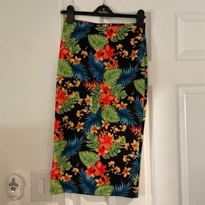 Tropical Print MIDI Skirt